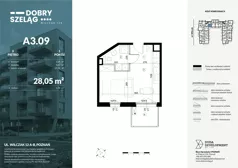 1 pokój, mieszkanie 28,05 m², piętro 3, oferta nr A3.09, Dobry Szeląg, Poznań, Winogrady, Winogrady, ul. Wilczak 12A