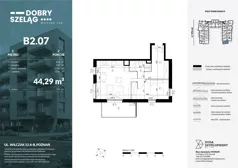 2 pokoje, mieszkanie 44,29 m², piętro 2, oferta nr B2.07, Dobry Szeląg, Poznań, Winogrady, Winogrady, ul. Wilczak 12A