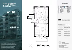 3 pokoje, apartament 69,68 m², piętro 1, oferta nr A1.10, Dobry Szeląg, Poznań, Winogrady, Winogrady, ul. Wilczak 12A