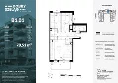 3 pokoje, mieszkanie 70,51 m², piętro 1, oferta nr B1.01, Dobry Szeląg, Poznań, Winogrady, Winogrady, ul. Wilczak 12A