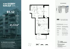3 pokoje, apartament 61,53 m², piętro 1, oferta nr B1.12, Dobry Szeląg, Poznań, Winogrady, Winogrady, ul. Wilczak 12A