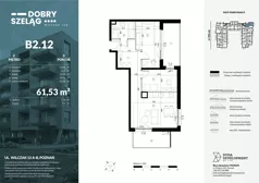 3 pokoje, mieszkanie 61,53 m², piętro 2, oferta nr B2.12, Dobry Szeląg, Poznań, Winogrady, Winogrady, ul. Wilczak 12A