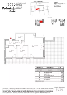 3 pokoje, mieszkanie 60,77 m², piętro 6, oferta nr D214, Dyfrakcja Łódzka, Łódź, Widzew, ul. Wodna 3