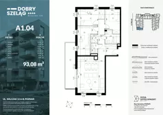 4 pokoje, apartament 93,08 m², piętro 1, oferta nr A1.04, Dobry Szeląg, Poznań, Winogrady, Winogrady, ul. Wilczak 12A