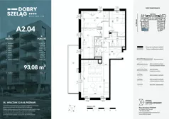 4 pokoje, mieszkanie 93,08 m², piętro 2, oferta nr A2.04, Dobry Szeląg, Poznań, Winogrady, Winogrady, ul. Wilczak 12A