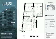 5 pokoi, mieszkanie 123,47 m², piętro 3, oferta nr A3.01, Dobry Szeląg, Poznań, Winogrady, Winogrady, ul. Wilczak 12A