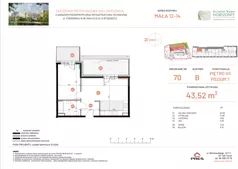 2 pokoje, mieszkanie 43,52 m², piętro 7, oferta nr ONH-B-KLM12-LM70, Osiedle Nowe Horyzonty - etap III, Bydgoszcz, Bartodzieje, ul. Mała 12-14