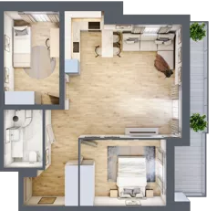 3 pokoje, mieszkanie 60,08 m², piętro 4, oferta nr F-BYD-E1-LM-2_M45, Osiedle Nowe Horyzonty, Bydgoszcz, Bartodzieje, ul. Mała 8,10 / Fordońska 16,18