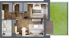 2 pokoje, mieszkanie 41,04 m², piętro 1, oferta nr ONH-B-KLM12-LM2, Osiedle Nowe Horyzonty - etap III, Bydgoszcz, Bartodzieje, ul. Mała 12-14