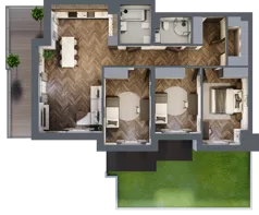 4 pokoje, mieszkanie 93,69 m², piętro 1, oferta nr ONH-B-KLM14-LM6, Osiedle Nowe Horyzonty - etap III, Bydgoszcz, Bartodzieje, ul. Mała 12-14