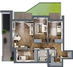 4 pokoje, mieszkanie 77,22 m², piętro 1, oferta nr ONH-B-KLM14-LM7, Osiedle Nowe Horyzonty - etap III, Bydgoszcz, Bartodzieje, ul. Mała 12-14