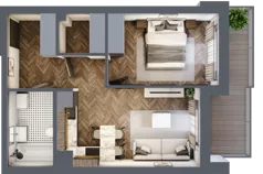 2 pokoje, mieszkanie 41,02 m², piętro 2, oferta nr ONH-B-KLM12-LM10, Osiedle Nowe Horyzonty - etap III, Bydgoszcz, Bartodzieje, ul. Mała 12-14