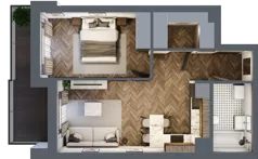 2 pokoje, mieszkanie 43,13 m², piętro 2, oferta nr ONH-B-KLM12-LM11, Osiedle Nowe Horyzonty - etap III, Bydgoszcz, Bartodzieje, ul. Mała 12-14