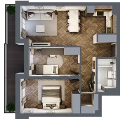 3 pokoje, mieszkanie 60,32 m², piętro 2, oferta nr ONH-B-KLM14-LM16, Osiedle Nowe Horyzonty - etap III, Bydgoszcz, Bartodzieje, ul. Mała 12-14