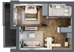 2 pokoje, mieszkanie 37,19 m², piętro 2, oferta nr ONH-B-KLM14-LM17, Osiedle Nowe Horyzonty - etap III, Bydgoszcz, Bartodzieje, ul. Mała 12-14