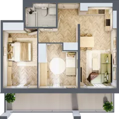 3 pokoje, mieszkanie 52,57 m², piętro 1, oferta nr 46, Osiedle JAR Heweliusza - bud. D, Toruń, Wrzosy, JAR, ul. J. Heweliusza 15, 15A