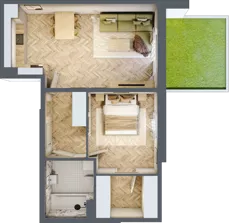 2 pokoje, mieszkanie 48,29 m², parter, oferta nr 29, Osiedle JAR Heweliusza - bud. D, Toruń, Wrzosy, JAR, ul. J. Heweliusza 15, 15A