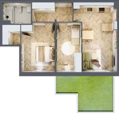 3 pokoje, mieszkanie 64,26 m², parter, oferta nr 7, Osiedle JAR Heweliusza - bud. D, Toruń, Wrzosy, JAR, ul. J. Heweliusza 15, 15A