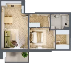2 pokoje, mieszkanie 48,29 m², piętro 1, oferta nr 17, Osiedle JAR Heweliusza - bud. D, Toruń, Wrzosy, JAR, ul. J. Heweliusza 15, 15A