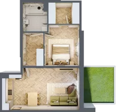2 pokoje, mieszkanie 48,29 m², parter, oferta nr 8, Osiedle JAR Heweliusza - bud. D, Toruń, Wrzosy, JAR, ul. J. Heweliusza 15, 15A