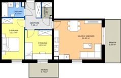 3 pokoje, mieszkanie 60,65 m², piętro 1, oferta nr 15, Osiedle JAR Heweliusza - bud. D, Toruń, Wrzosy, JAR, ul. J. Heweliusza 15, 15A
