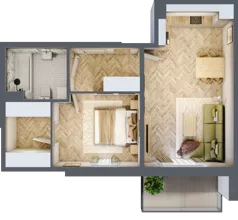 2 pokoje, mieszkanie 48,29 m², piętro 1, oferta nr 39, Osiedle JAR Heweliusza - bud. D, Toruń, Wrzosy, JAR, ul. J. Heweliusza 15, 15A