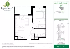 2 pokoje, mieszkanie 34,03 m², piętro 1, oferta nr 14, Lipowa 49A, Pruszków, Ostoja, ul. Lipowa 49A