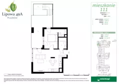 2 pokoje, mieszkanie 43,09 m², parter, oferta nr 111, Lipowa 49A, Pruszków, Ostoja, ul. Lipowa 49A