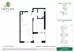 2 pokoje, mieszkanie 40,83 m², piętro 3, oferta nr 92, Lipowa 49A, Pruszków, Ostoja, ul. Lipowa 49A