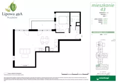 2 pokoje, mieszkanie 62,26 m², piętro 4, oferta nr 43, Lipowa 49A, Pruszków, Ostoja, ul. Lipowa 49A