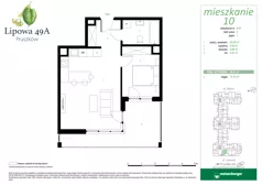 2 pokoje, mieszkanie 45,41 m², piętro 1, oferta nr 10, Lipowa 49A, Pruszków, Ostoja, ul. Lipowa 49A