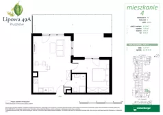 2 pokoje, mieszkanie 45,91 m², parter, oferta nr 4, Lipowa 49A, Pruszków, Ostoja, ul. Lipowa 49A
