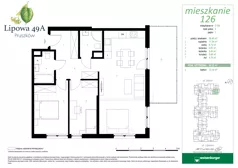 3 pokoje, mieszkanie 69,32 m², piętro 1, oferta nr 126, Lipowa 49A, Pruszków, Ostoja, ul. Lipowa 49A