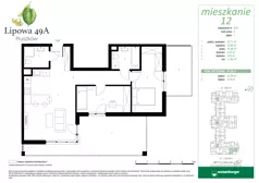 3 pokoje, mieszkanie 67,28 m², piętro 1, oferta nr 12, Lipowa 49A, Pruszków, Ostoja, ul. Lipowa 49A
