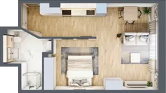 1 pokój, mieszkanie 40,46 m², piętro 2, oferta nr 1A-2.5., Gardenia Pogodno, Szczecin, Zachód, Pogodno, ul. Unii Lubelskiej