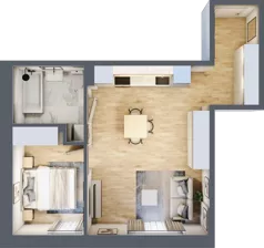 2 pokoje, mieszkanie 43,51 m², piętro 2, oferta nr 1A-2.7., Gardenia Pogodno, Szczecin, Zachód, Pogodno, ul. Unii Lubelskiej