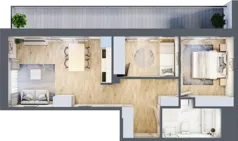 3 pokoje, mieszkanie 53,41 m², piętro 2, oferta nr 1B-2.5., Gardenia Pogodno, Szczecin, Zachód, Pogodno, ul. Unii Lubelskiej