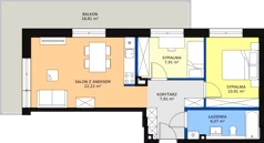 3 pokoje, mieszkanie 54,55 m², piętro 1, oferta nr 2A-1.8, Gardenia Pogodno, Szczecin, Zachód, Pogodno, ul. Unii Lubelskiej