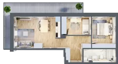 3 pokoje, mieszkanie 54,55 m², piętro 1, oferta nr 2A-1.8, Gardenia Pogodno, Szczecin, Zachód, Pogodno, ul. Unii Lubelskiej