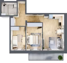 3 pokoje, mieszkanie 55,35 m², piętro 1, oferta nr 2B-1.3, Gardenia Pogodno, Szczecin, Zachód, Pogodno, ul. Unii Lubelskiej
