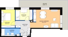 3 pokoje, mieszkanie 54,38 m², piętro 1, oferta nr 3B-1.1, Gardenia Pogodno, Szczecin, Zachód, Pogodno, ul. Unii Lubelskiej