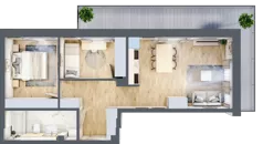 3 pokoje, mieszkanie 54,38 m², piętro 1, oferta nr 3B-1.1, Gardenia Pogodno, Szczecin, Zachód, Pogodno, ul. Unii Lubelskiej