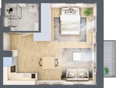 1 pokój, mieszkanie 31,57 m², piętro 1, oferta nr 3B-1.2, Gardenia Pogodno, Szczecin, Zachód, Pogodno, ul. Unii Lubelskiej