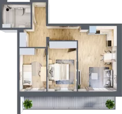 3 pokoje, mieszkanie 55,52 m², piętro 1, oferta nr 4A-1.3, Gardenia Pogodno, Szczecin, Zachód, Pogodno, ul. Unii Lubelskiej