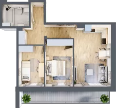 3 pokoje, mieszkanie 55,97 m², piętro 3, oferta nr 4A-3.3, Gardenia Pogodno, Szczecin, Zachód, Pogodno, ul. Unii Lubelskiej