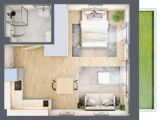 1 pokój, mieszkanie 31,08 m², parter, oferta nr 4B-0.2, Gardenia Pogodno, Szczecin, Zachód, Pogodno, ul. Unii Lubelskiej