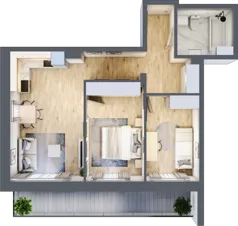 3 pokoje, mieszkanie 54,84 m², piętro 1, oferta nr 4B-1.5, Gardenia Pogodno, Szczecin, Zachód, Pogodno, ul. Unii Lubelskiej