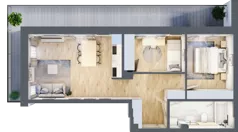 3 pokoje, mieszkanie 53,40 m², piętro 1, oferta nr 4B-1.7, Gardenia Pogodno, Szczecin, Zachód, Pogodno, ul. Unii Lubelskiej