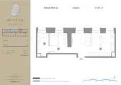 1 pokój, apartament inwestycyjny 37,87 m², piętro 2, oferta nr 23, Oficyna - Apart Hotel, Łódź, Śródmieście, ul. Piotrkowska 56/58