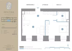 2 pokoje, apartament inwestycyjny 48,42 m², parter, oferta nr 2, Oficyna - Apart Hotel, Łódź, Śródmieście, ul. Piotrkowska 56/58